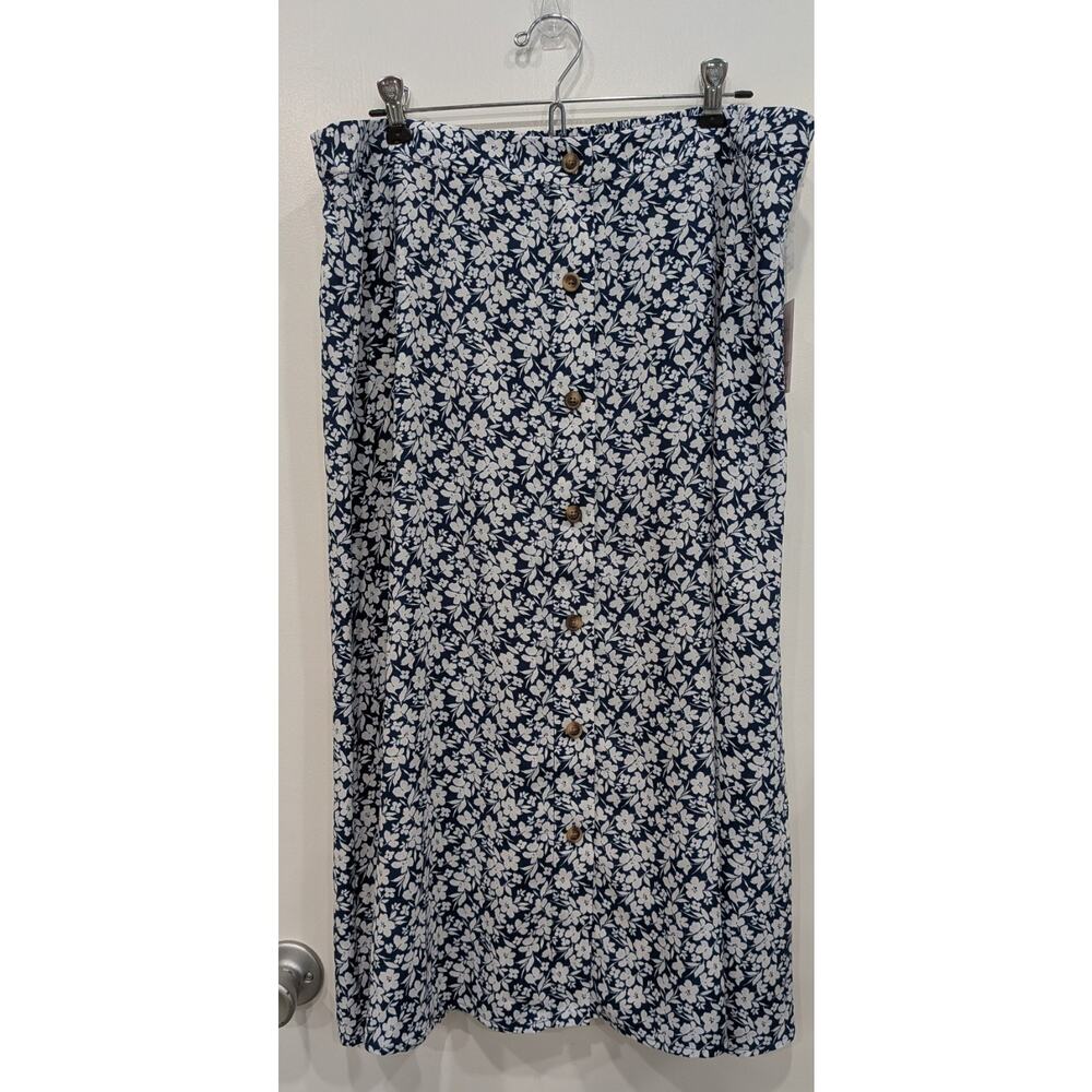 Lauren Conrad LC Floral Midi Skirt XLarge XL Cottage Core Boho Romantic Lightwe